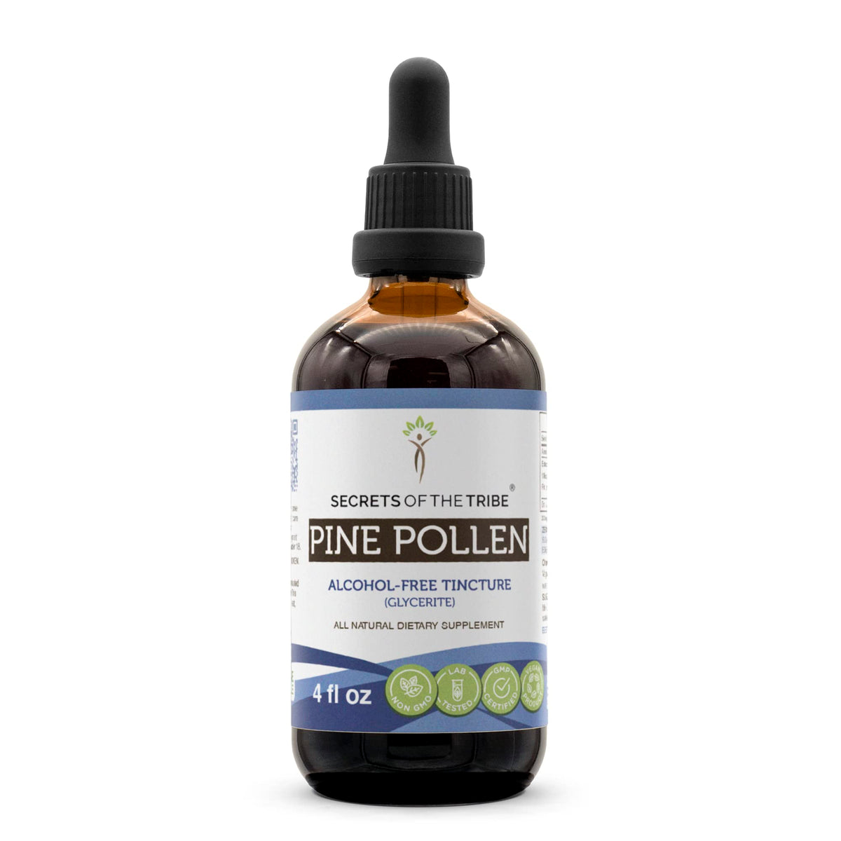 Secrets of the Tribe pine pollen tincture bottle for daily use and absorption