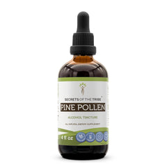 Secrets of the Tribe Pine Pollen Tincture bottle highlights high-potency extract for daily support
