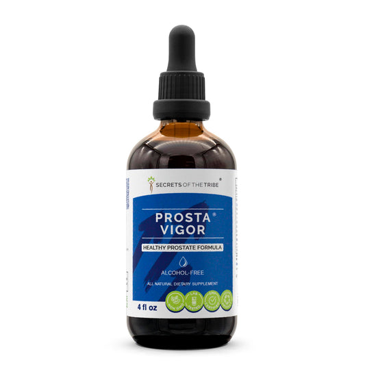 Secrets of the Tribe Prosta Vigor bottle with glycerite formula for daily wellness.