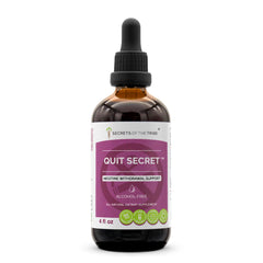 Secrets of the Tribe Quit Secret bottle showing alcohol-free herbal glycerite for daily use.