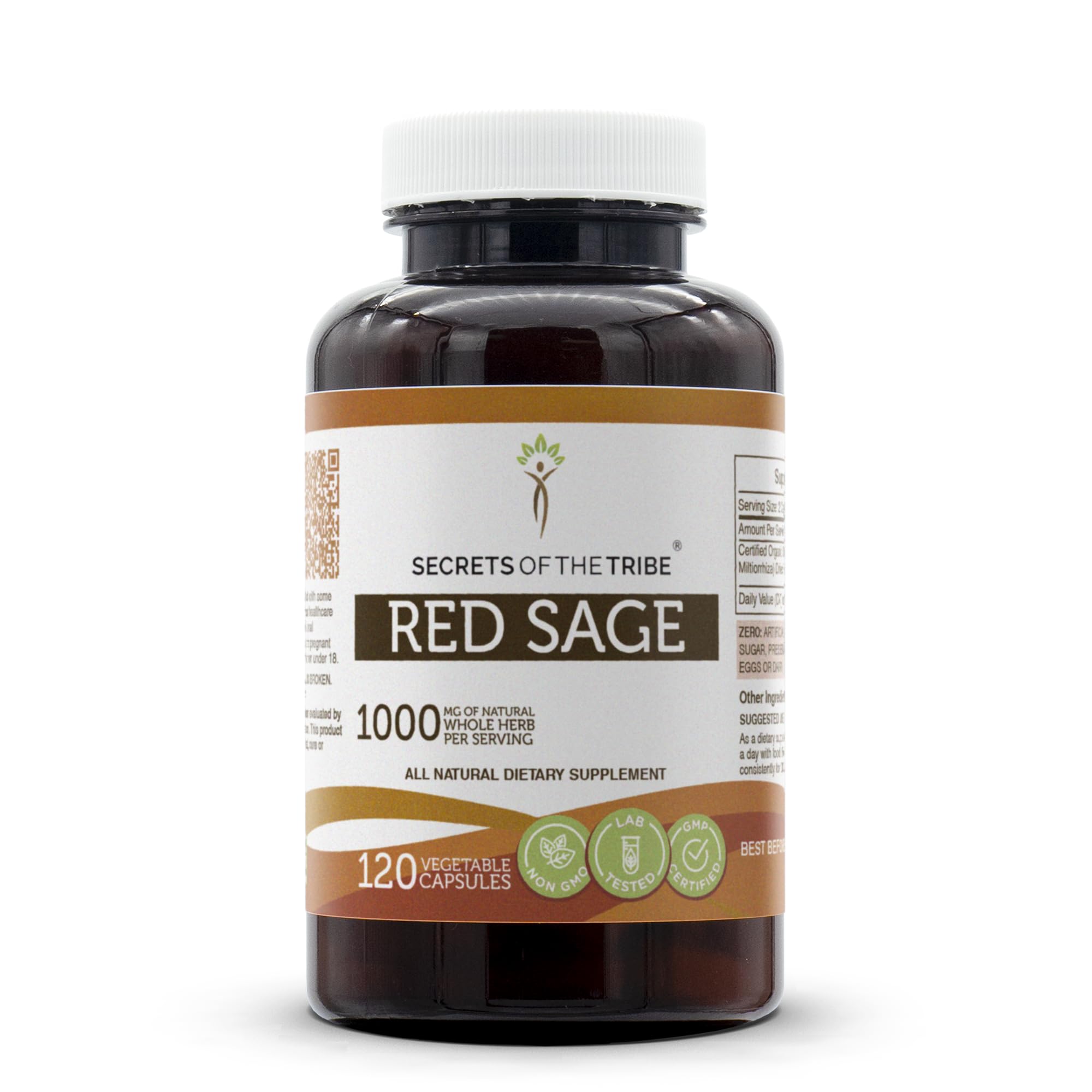 Secrets of the Tribe Red Sage bottle ready for daily capsule use.