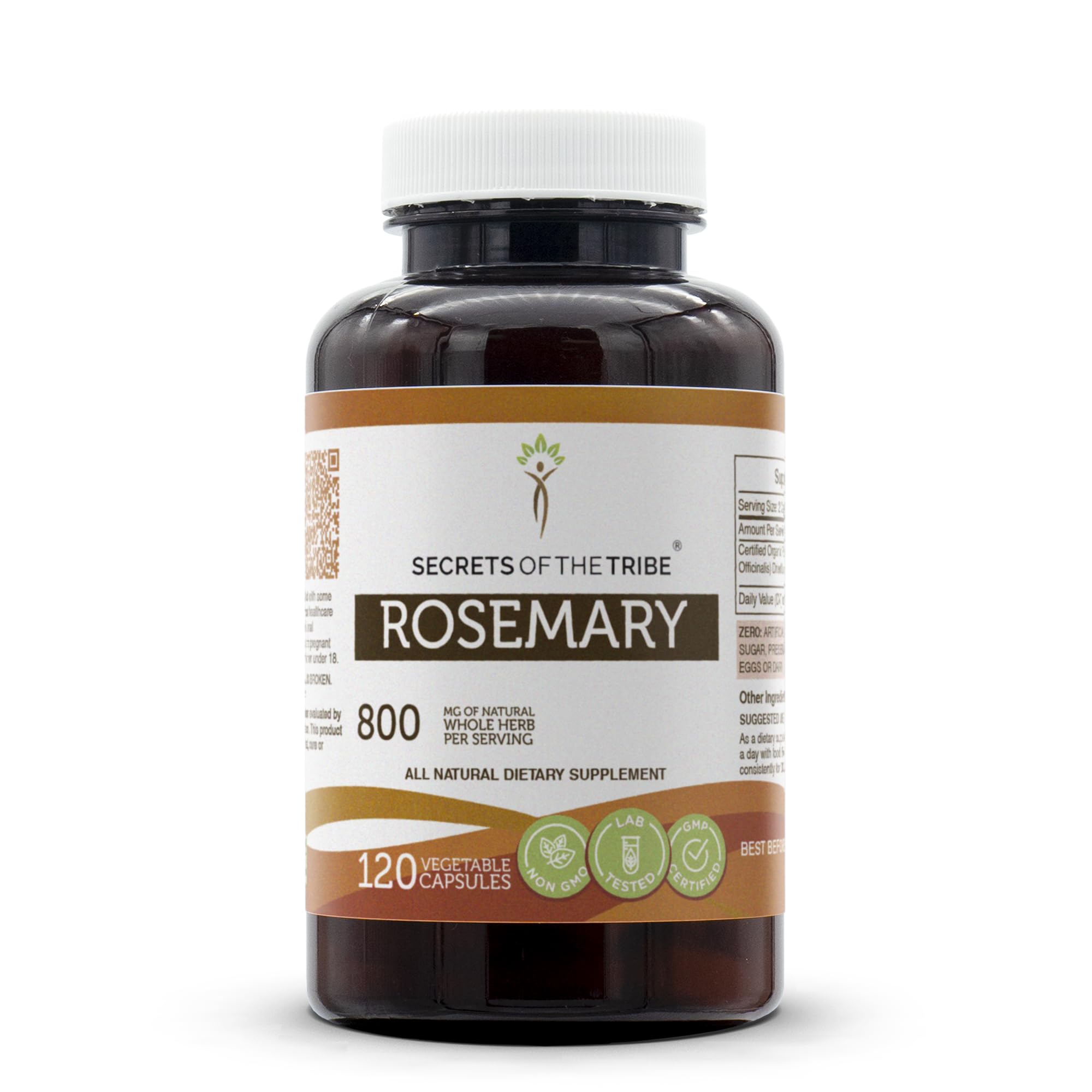 Secrets of the Tribe rosemary dried leaf capsules packaging for easy daily herb intake.