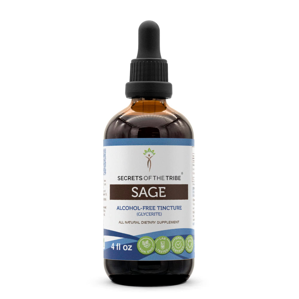 Secrets of the Tribe Sage liquid extract bottle for easy daily use.