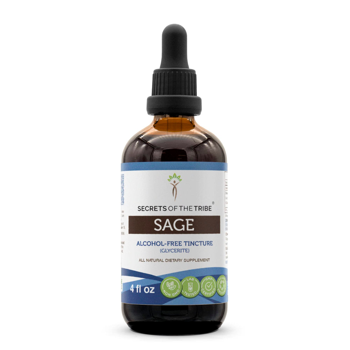 Secrets of the Tribe Sage liquid extract bottle for easy daily use.