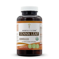 Secrets of the Tribe Senna Leaf capsules bottle front with organic certification