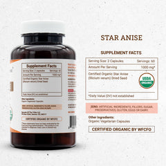 Secrets of the Tribe star anise packaging box and bottle on a clean countertop
