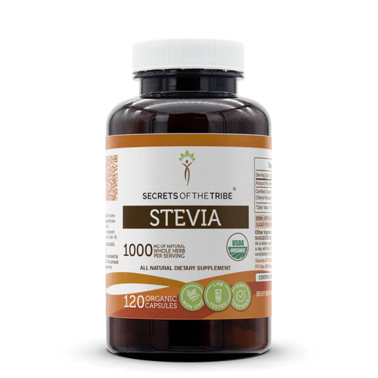 Secrets of the Tribe Stevia capsules 120-count offer natural sweetness without sugar