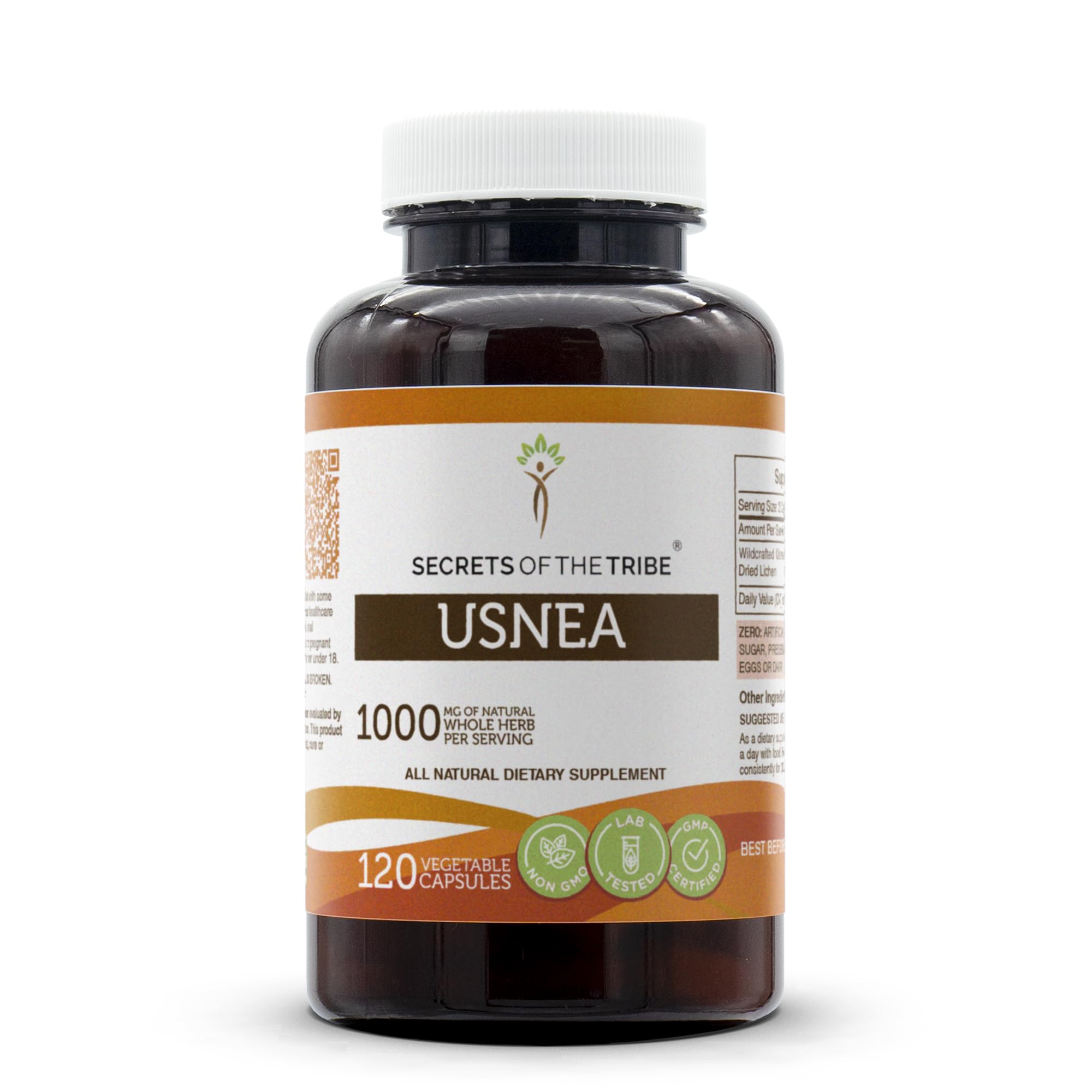Secrets of the Tribe Usnea bottle pour supports easy daily dosing.