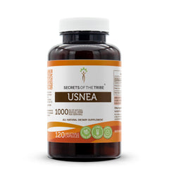 Secrets of the Tribe Usnea bottle pour supports easy daily dosing.