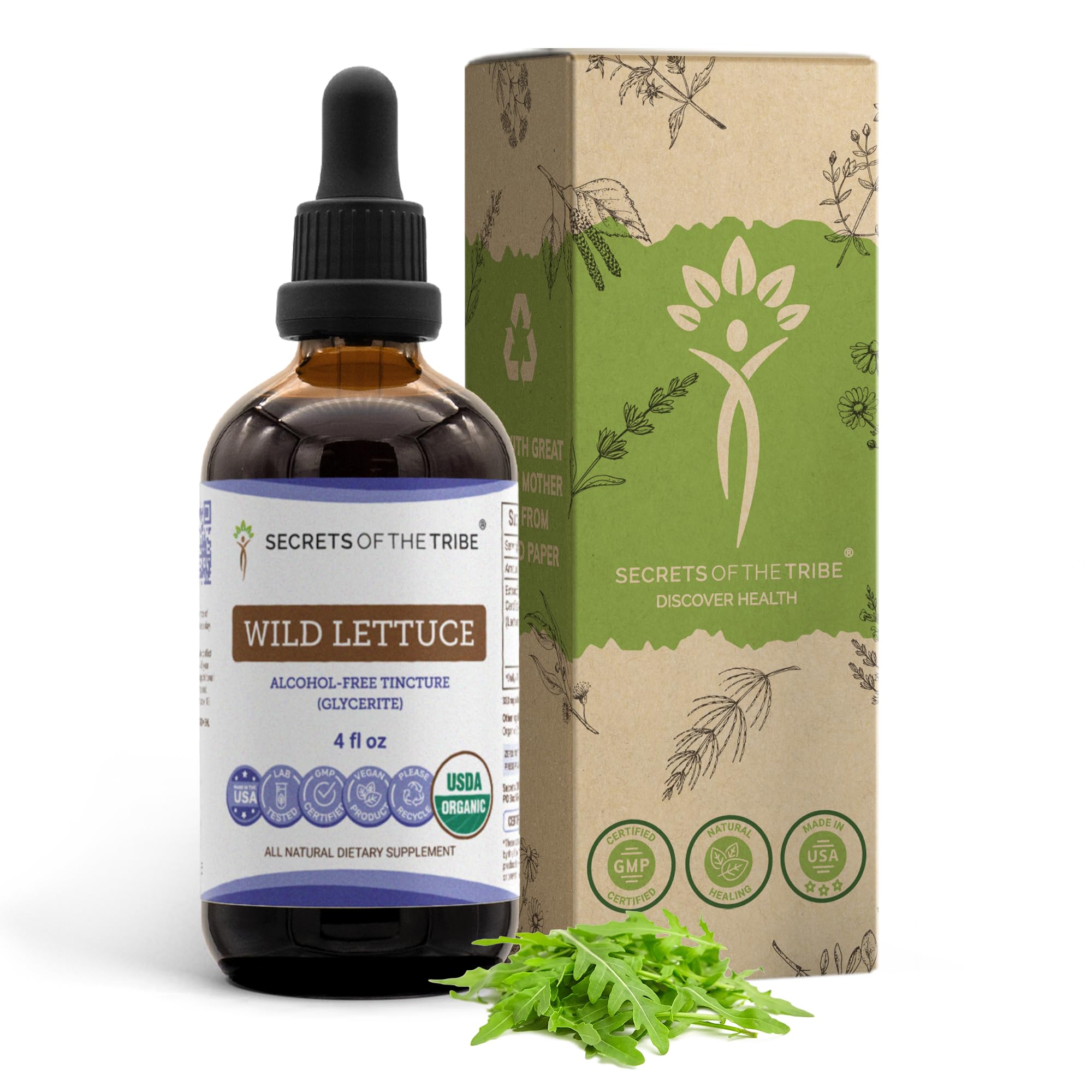 Secrets of the Tribe Wild Lettuce bottle pour for easy daily drops.