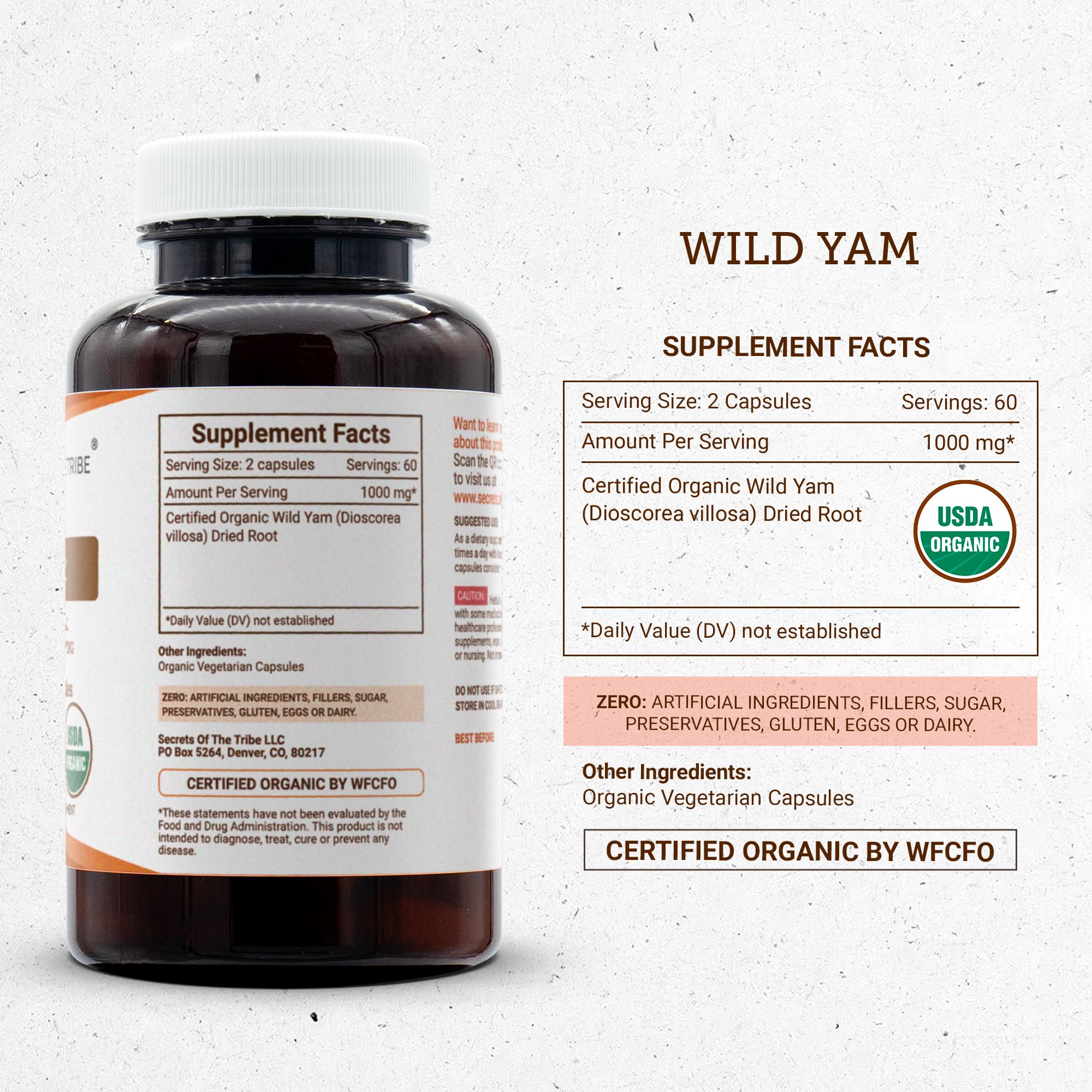 Secrets of the Tribe label shows USDA Organic status for trust.