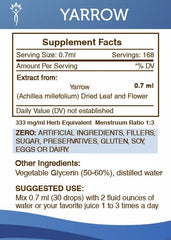 Secrets of the Tribe Yarrow label close-up shows purity and USA-made quality.