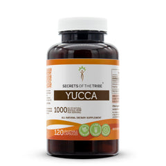 Secrets of the Tribe Yucca 120 capsules bottle with veggie capsules for daily wellness.