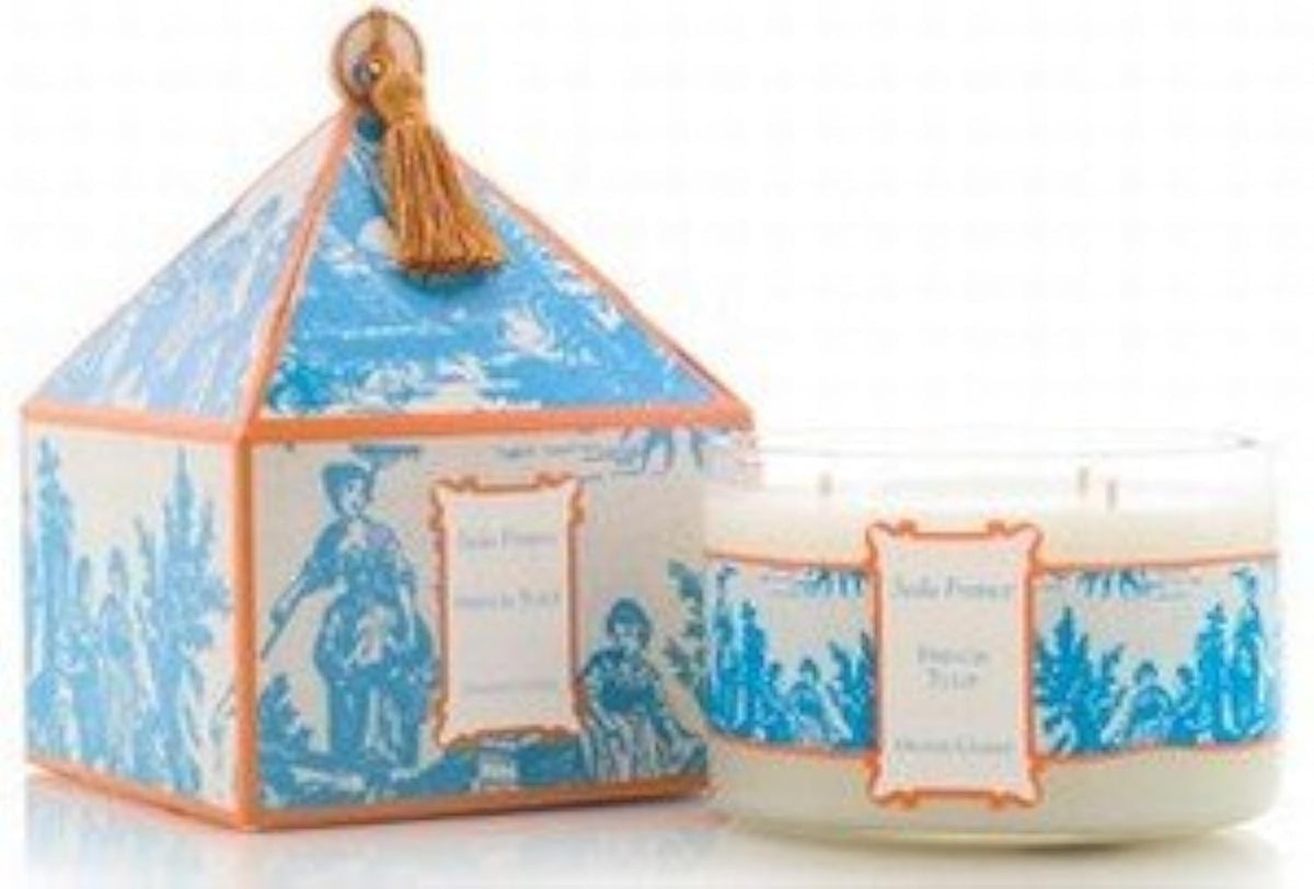 Seda France French Tulip 3-Wick Candle glows warmly, filling your space with layered jasmine and rose notes