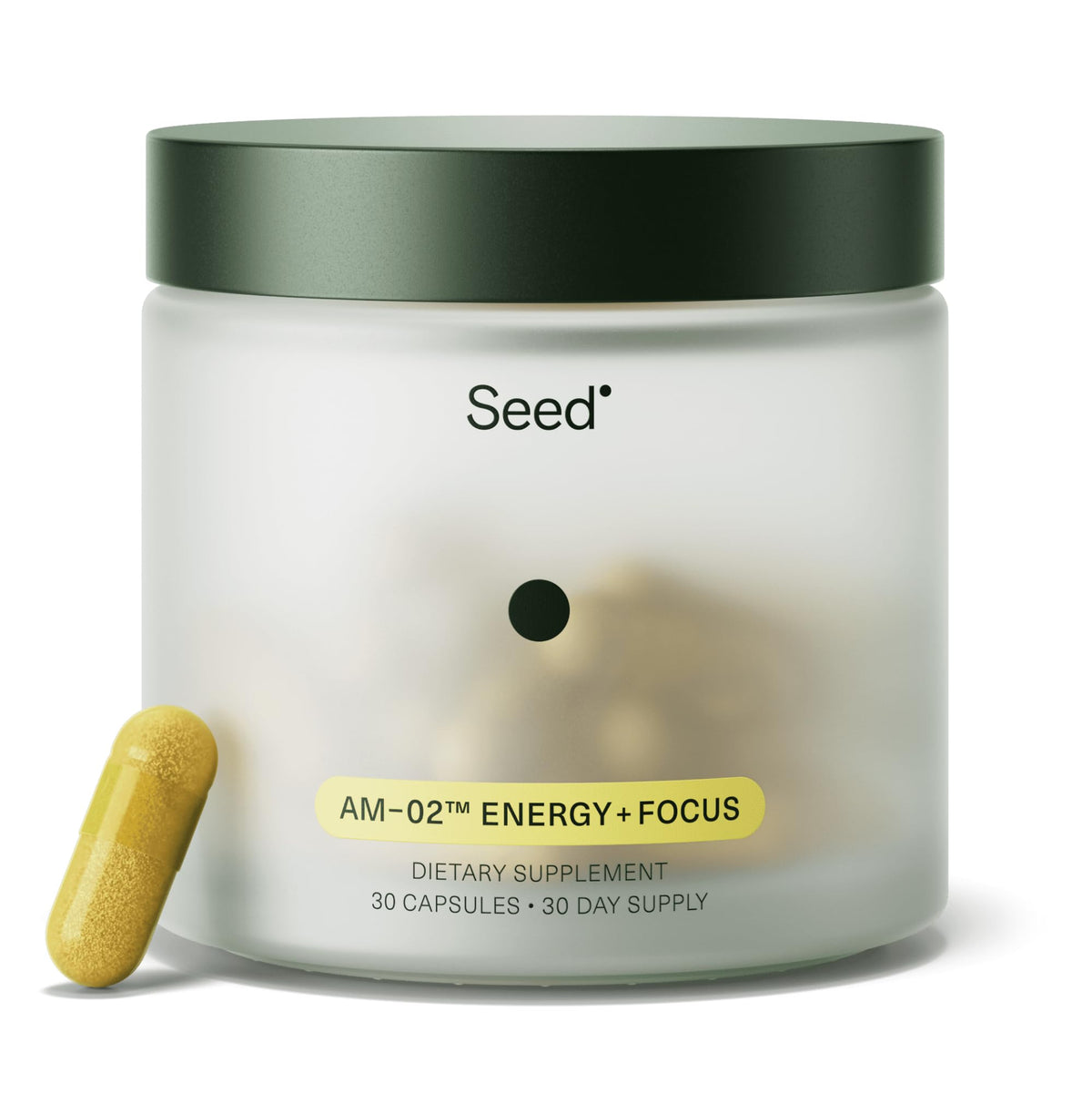 Seed AM-02 energy and focus bottle for a fast, caffeine-free daily lift.