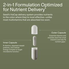 Seed DM-02 label detail emphasizing vegan formula and 30-day supply