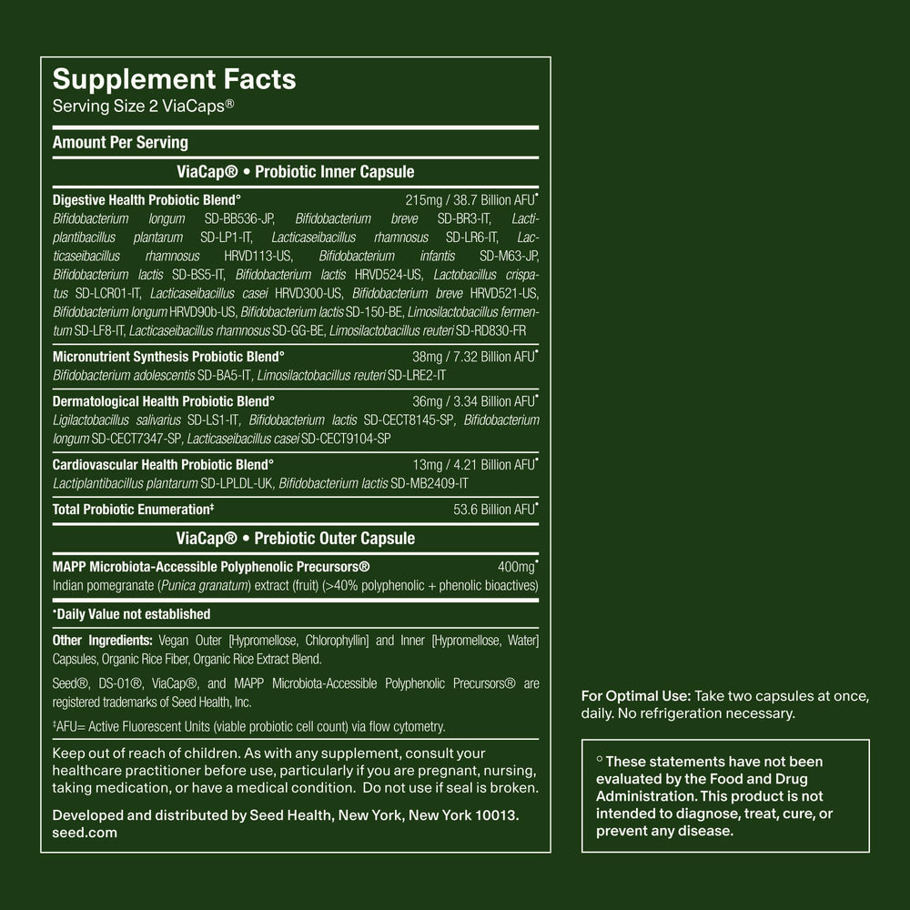 Label detail of Seed DS-01 with strains and AFU information.