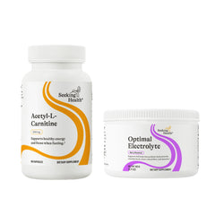 Seeking Health Acetyl-L-Carnitine capsule shown individually; compact travel-friendly supplement