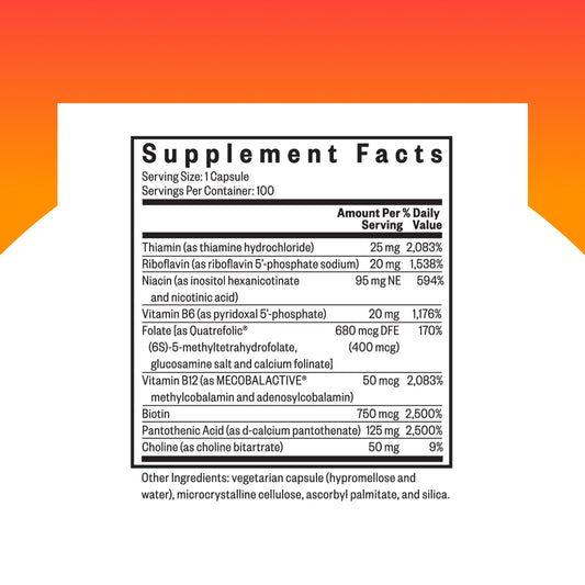 Close-up of Seeking Health B Complex Plus capsules highlighting compact daily nutrition.