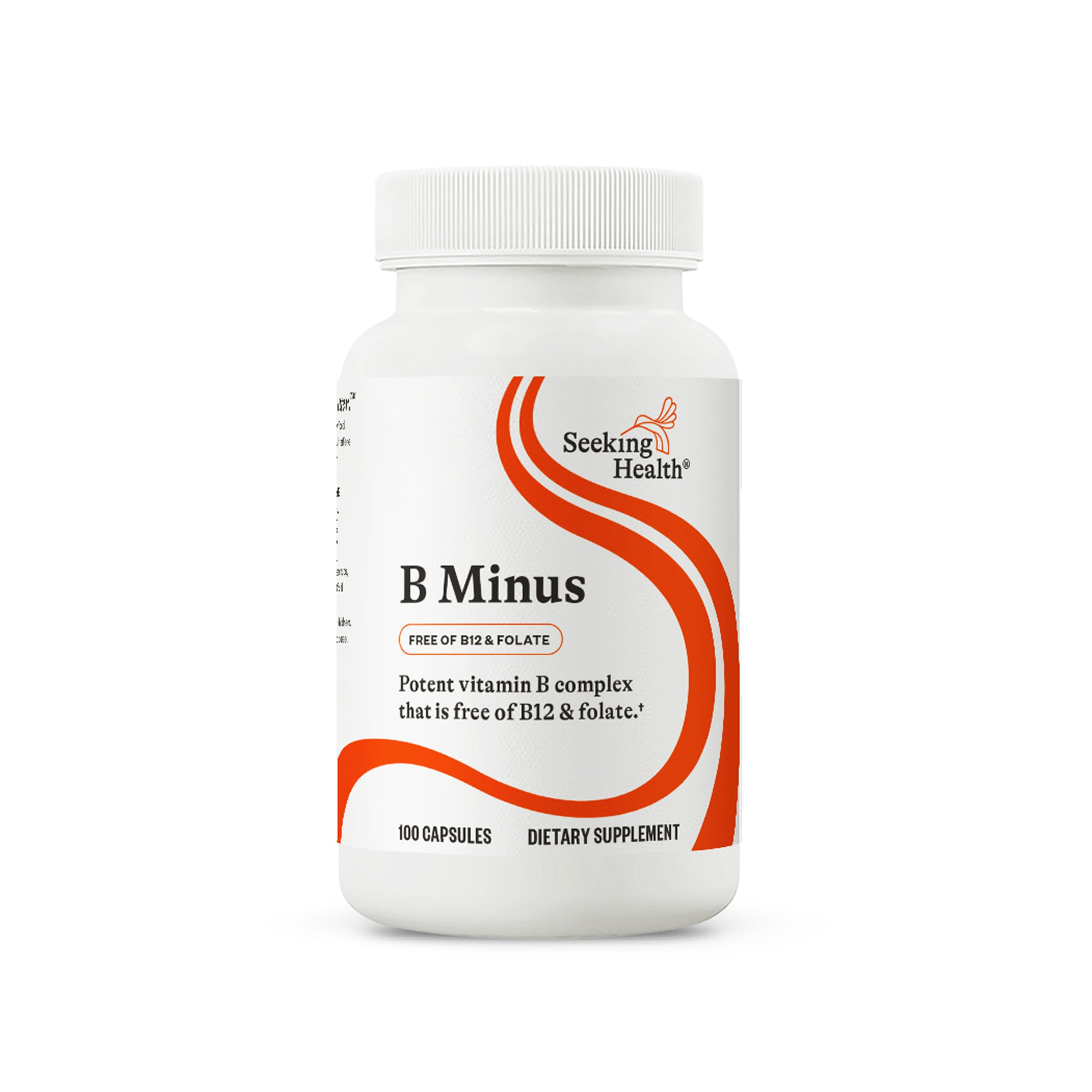 Seeking Health B-Minus bottle front showing energy-supporting B vitamin blend.