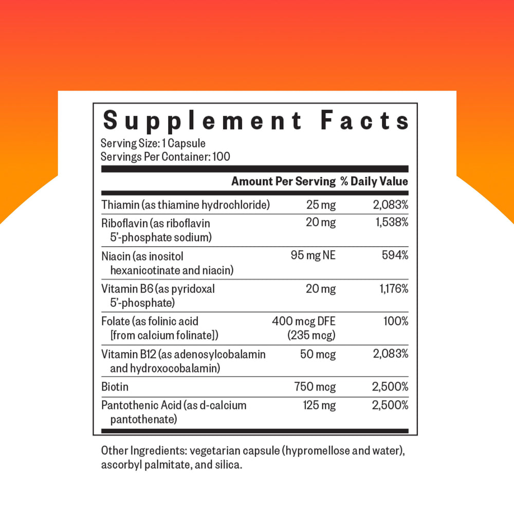 Close-up of Seeking Health B Complex MF packaging highlighting allergen-free formula