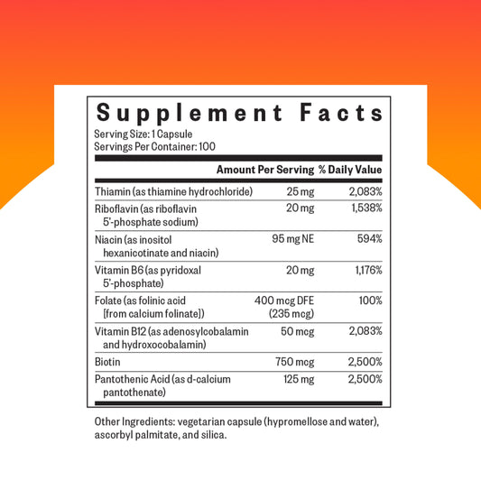 Close-up of Seeking Health B Complex MF packaging highlighting allergen-free formula
