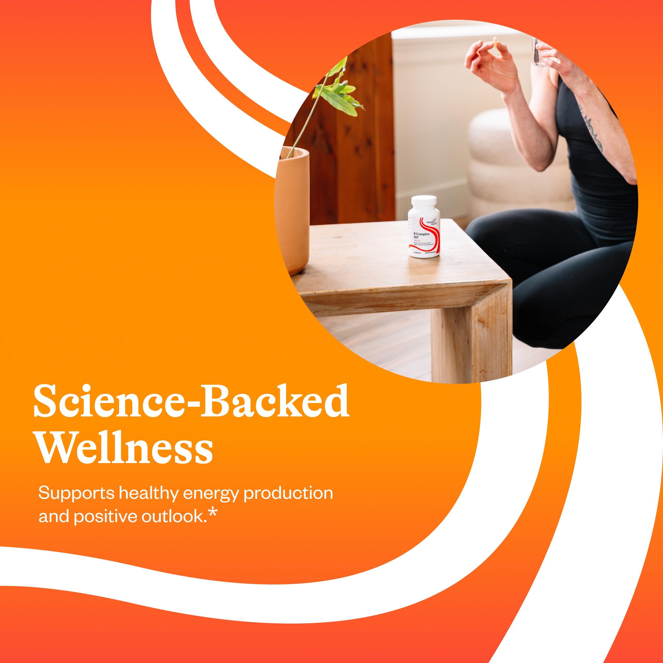 Capsules of Seeking Health B Complex MF ready for daily energy support