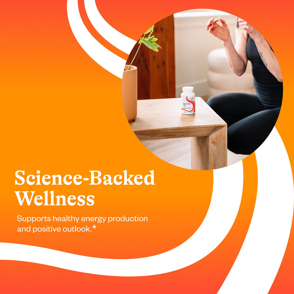 Capsules of Seeking Health B Complex MF ready for daily energy support