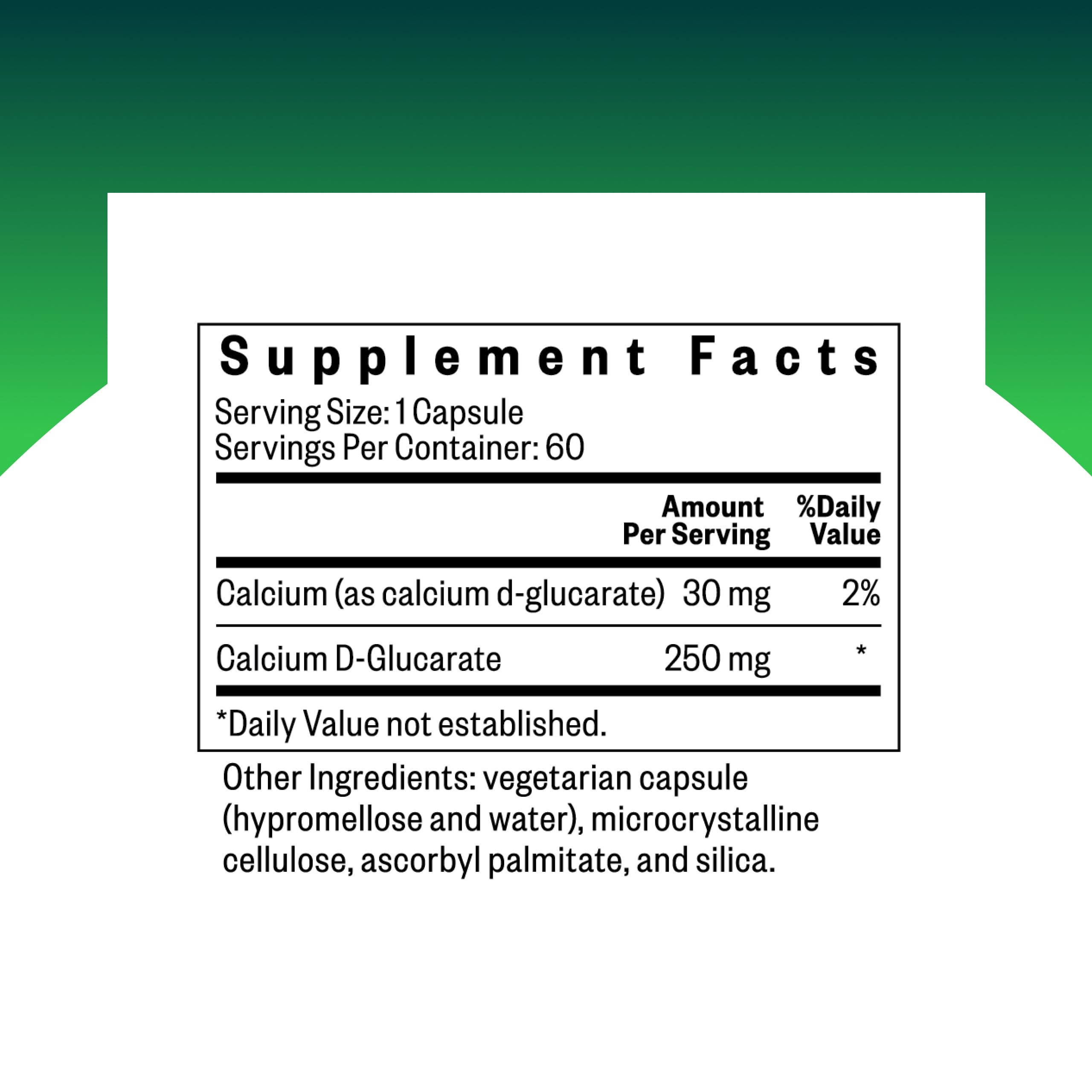 Seeking Health Calcium D-Glucarate label emphasizes liver health support.
