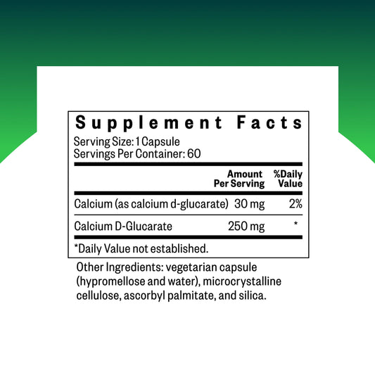 Seeking Health Calcium D-Glucarate label emphasizes liver health support.