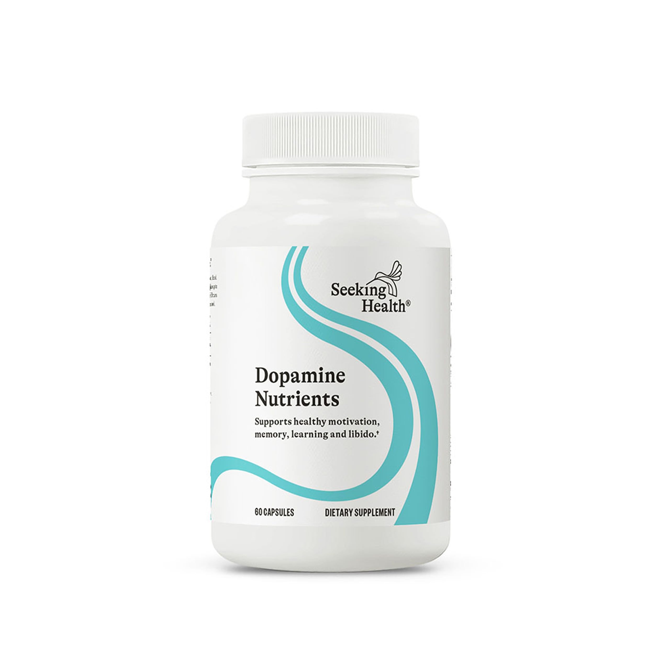 Seeking Health Dopamine Nutrients bottle front with energy support potential.