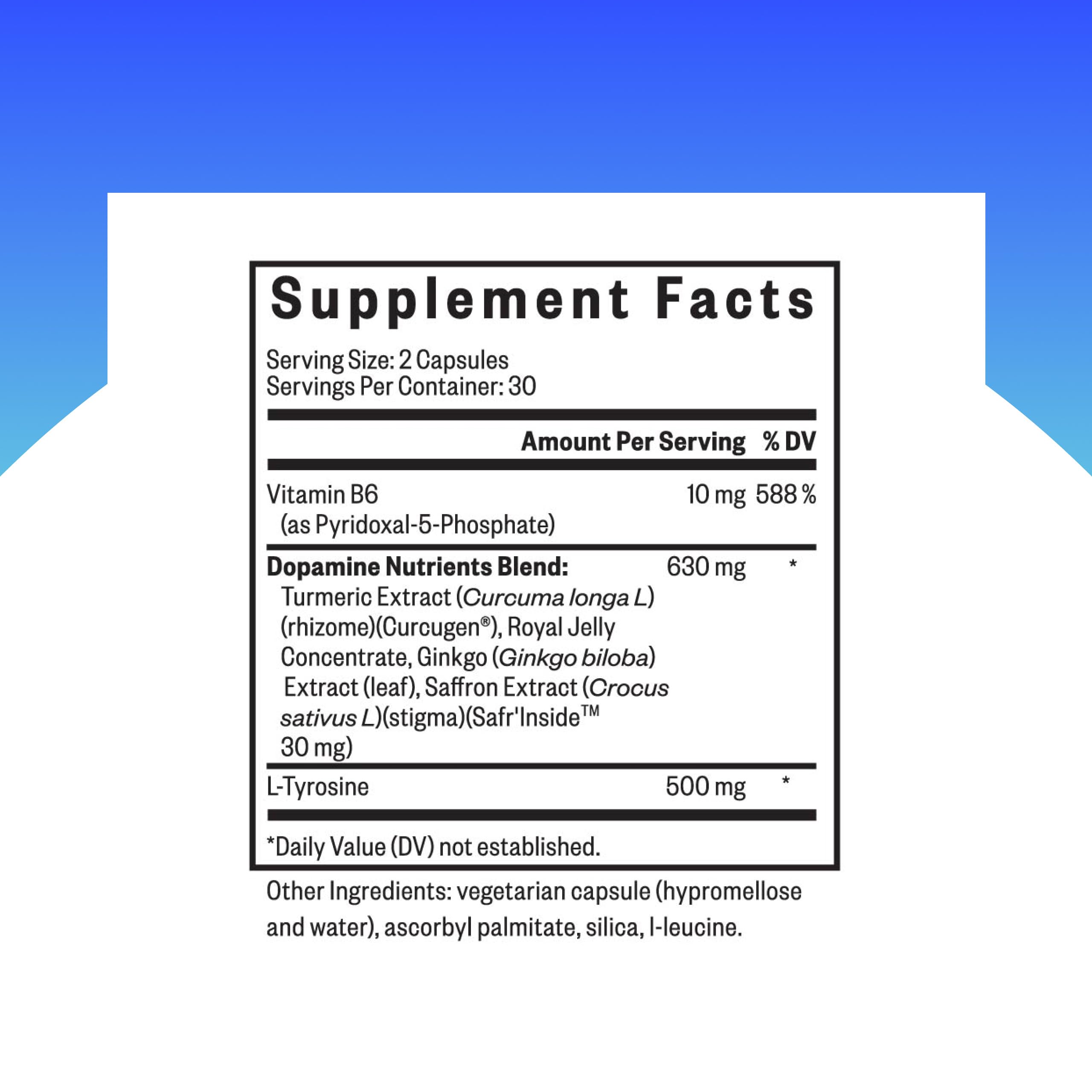 Seeking Health Dopamine Nutrients capsules closeup emphasizing brain energy support.