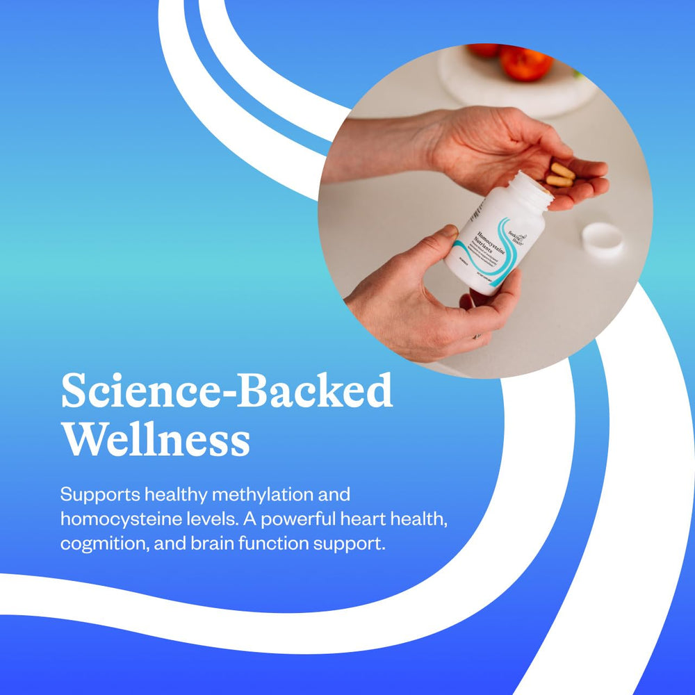 Seeking Health Homocysteine Nutrients bottle being poured capsules for easy daily use