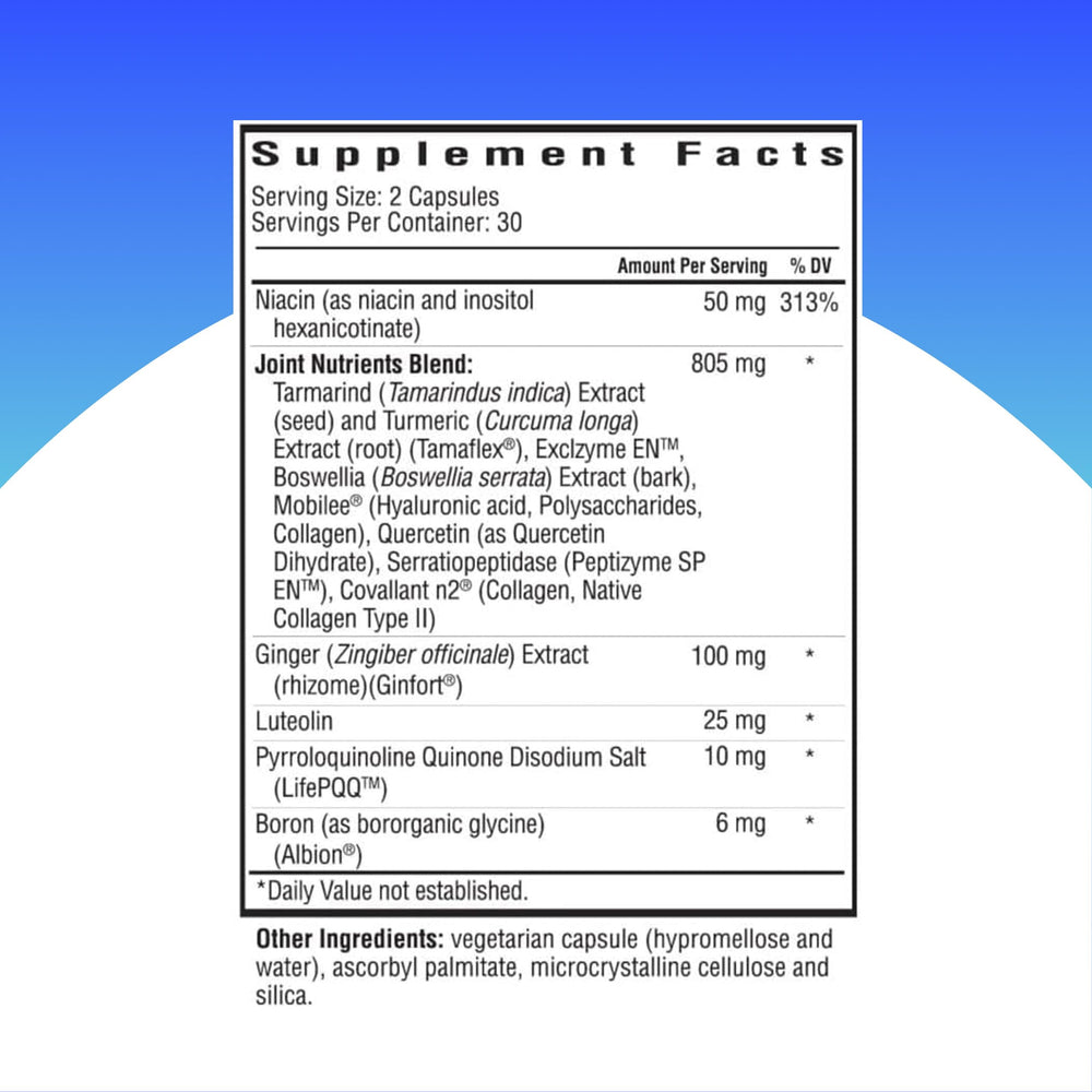 Close-up of Seeking Health Joint Nutrients capsules for daily use.