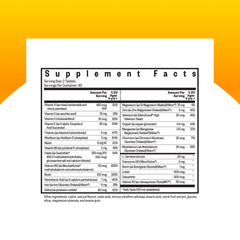 Seeking Health Kids Multivitamin Chewable bottle side view highlights ingredients for steady daily energy.