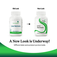 Label design of Seeking Health Liver Nutrients emphasizing quality and allergen-friendly formula.
