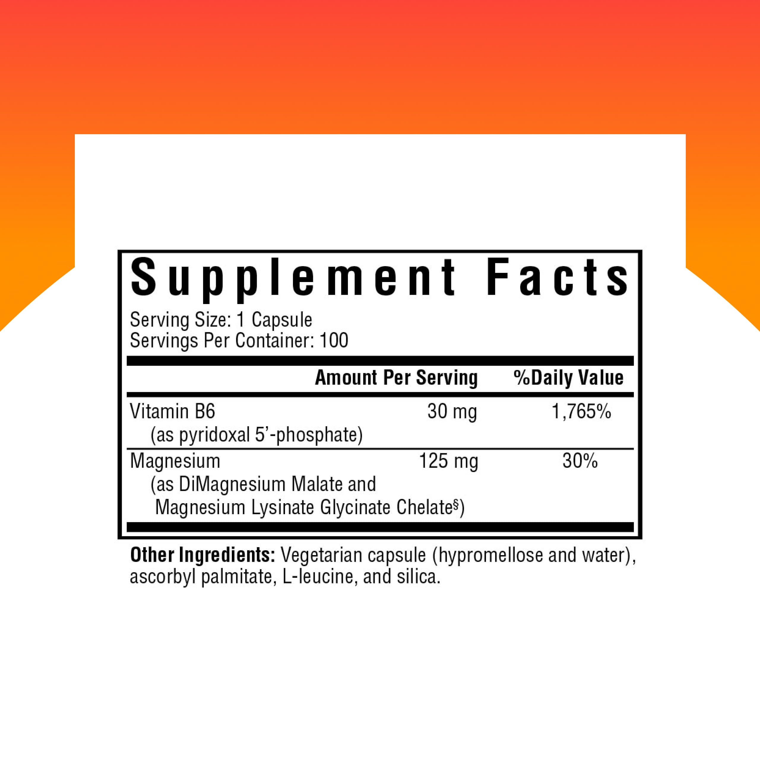 Seeking Health Magnesium Plus label close-up highlighting ingredients and vitamin B6