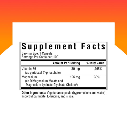 Seeking Health Magnesium Plus label close-up highlighting ingredients and vitamin B6
