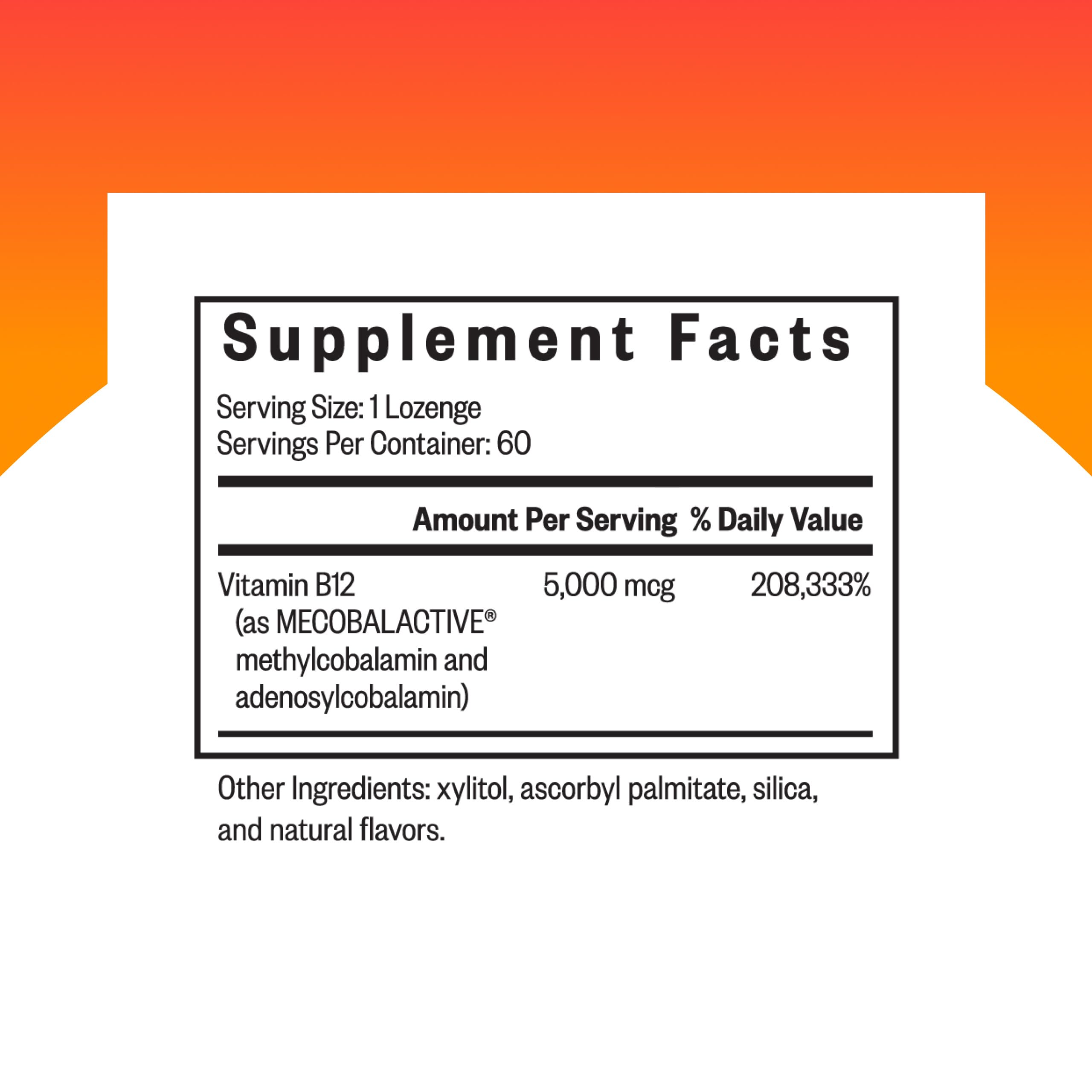 Seeking Health Methyl B12 5000 lozenge closeup reveals smooth texture for fast absorption