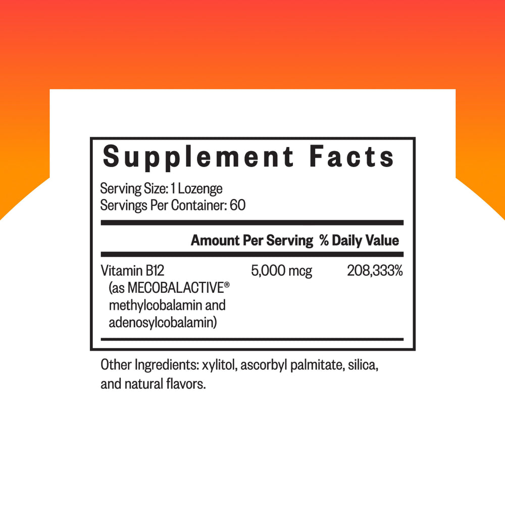 Seeking Health Methyl B12 5000 lozenge closeup reveals smooth texture for fast absorption