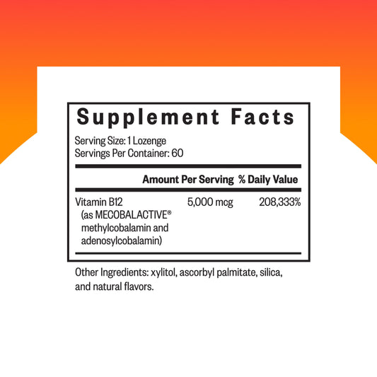 Seeking Health Methyl B12 5000 lozenge closeup reveals smooth texture for fast absorption