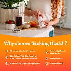Seeking Health packaging highlighting allergen-free formulation