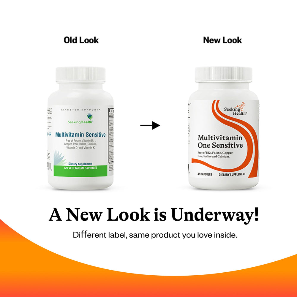 Seeking Health One Sensitive quality seal and testing information on bottle