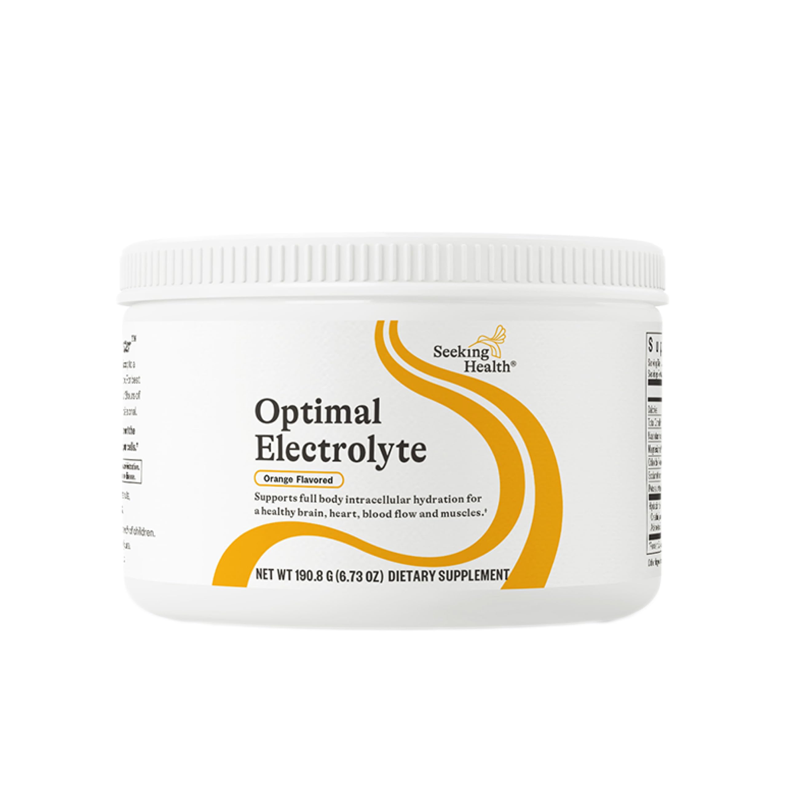 Seeking Health Optimal Electrolyte Orange bottle ready for hydration and energy support