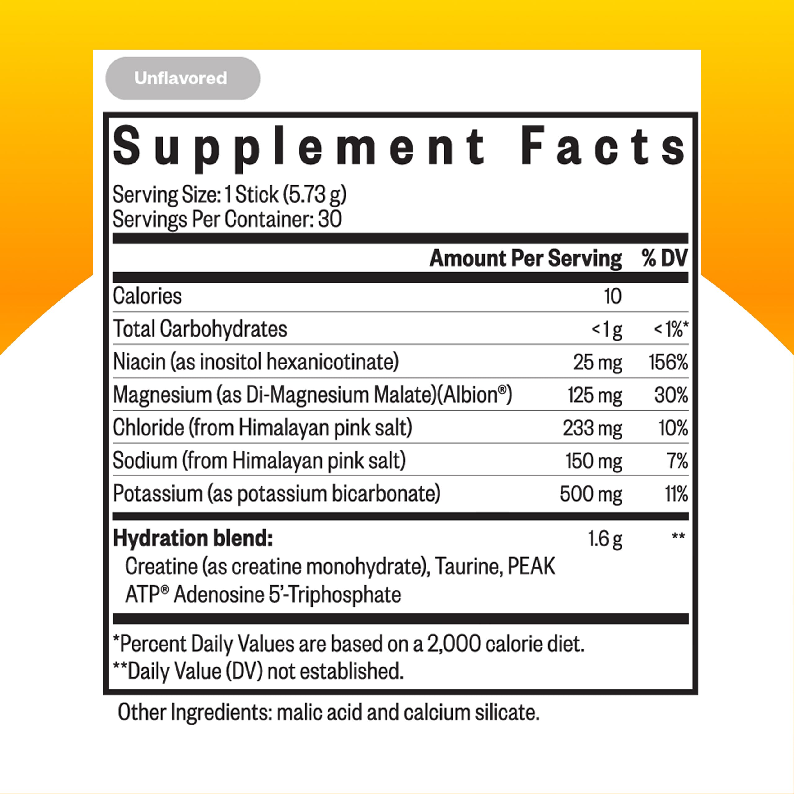 Seeking Health Electrolyte Sticks being poured into a glass for quick hydration.