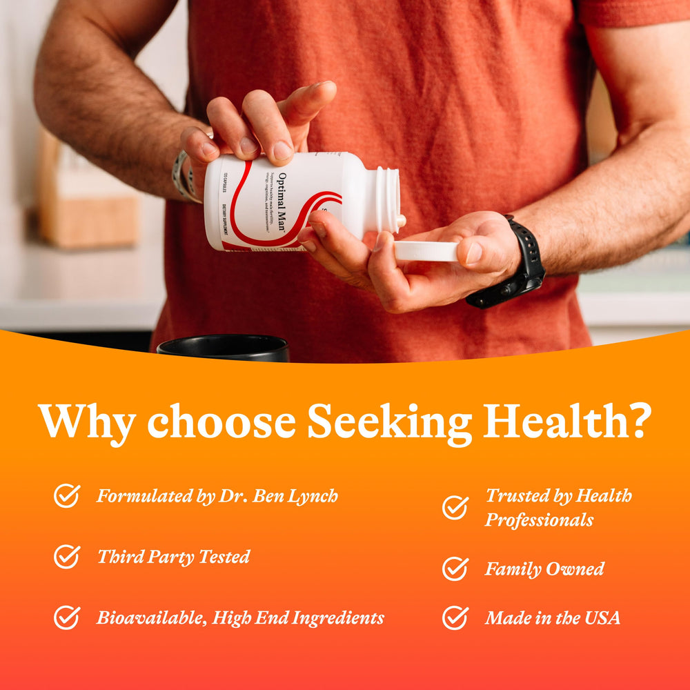Seeking Health Optimal Man allergen-free packaging for clean nutrition