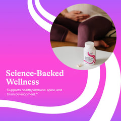 Seeking Health Prenatal Essentials MF bottle displays vitamin D3 and K2 blend for bone wellness.