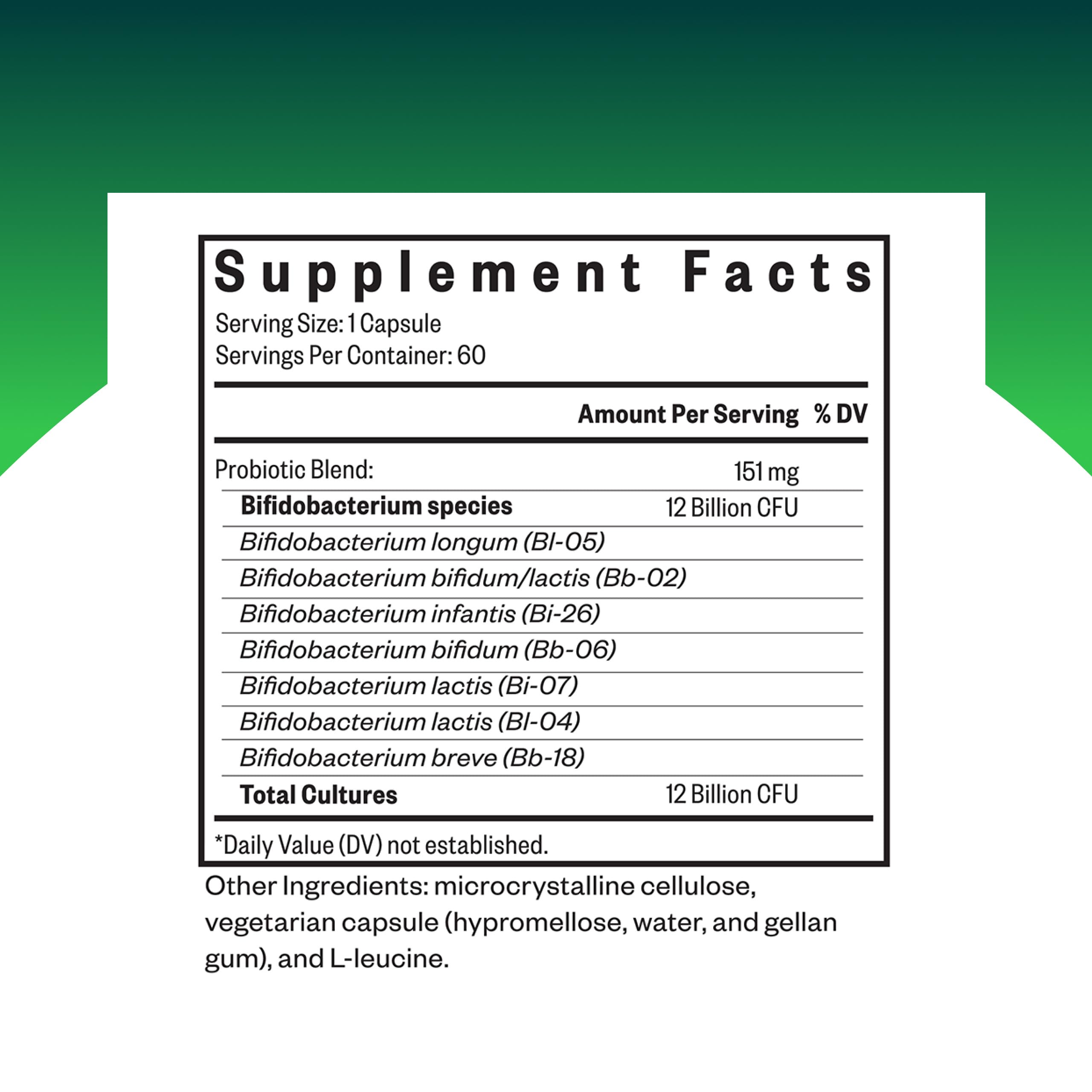 Bottle close-up of Seeking Health ProBiota Bifidobacterium capsules for vegan probiotic use.