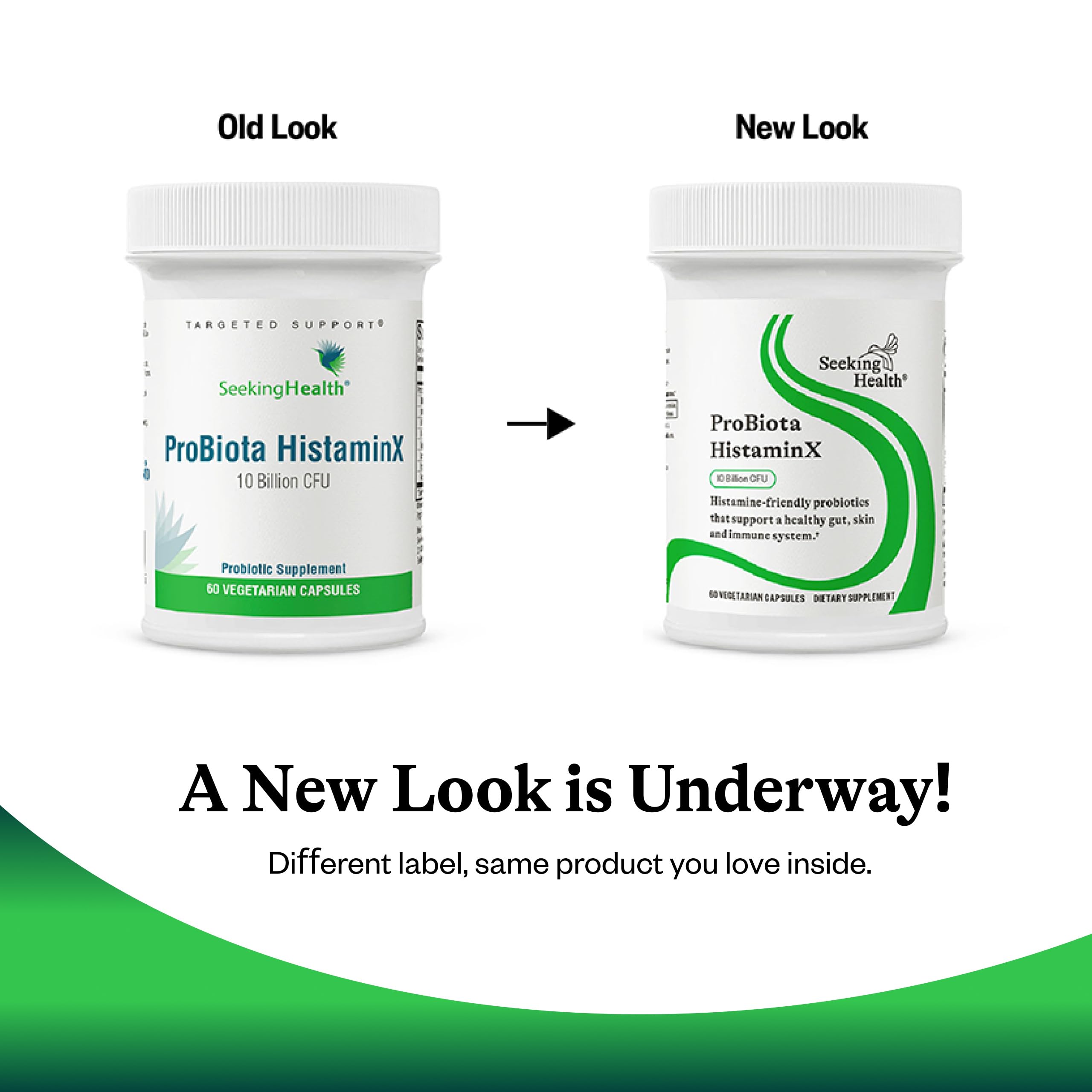 Seeking Health ProBiota HistaminX ingredients list close-up.