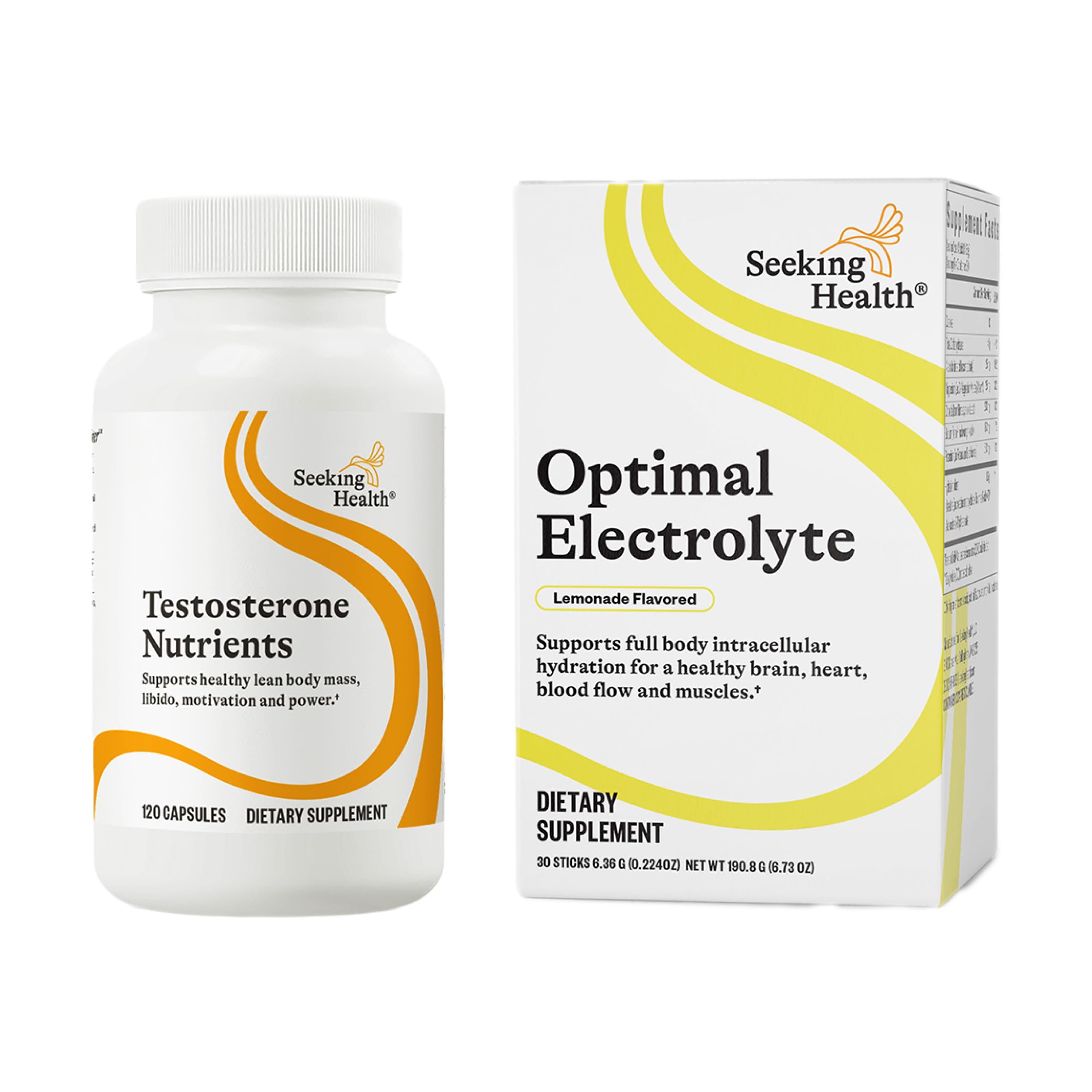 Seeking Health Testosterone Nutrients product on table conveys trust and usability.